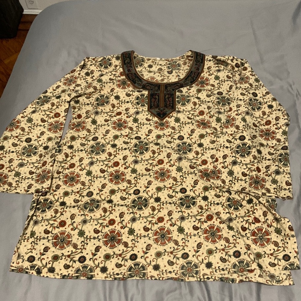 Floral Bohemian Tunic Blouse